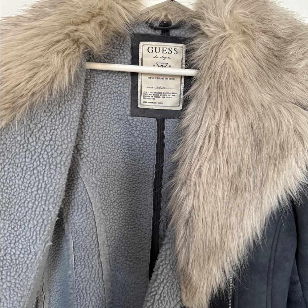 GUESS Women's Gray Faux Fur Collar Jacket | Size M - Picture 6 of 12